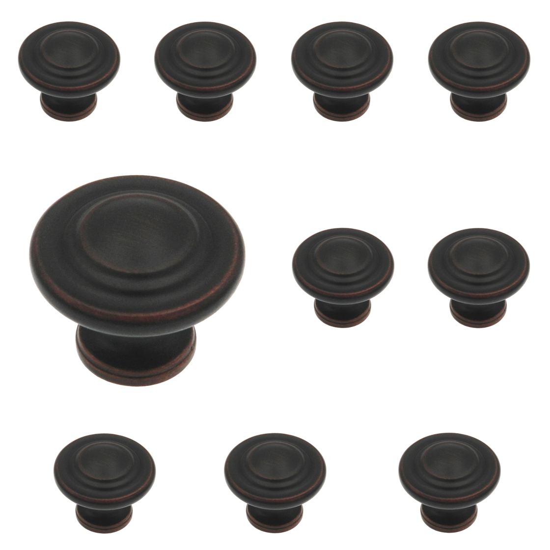 Style Selections 10er Pack Bronze mit Ölschliff geringelt rund 1 1/4" Knopf 40905 - Bild 1 von 6
